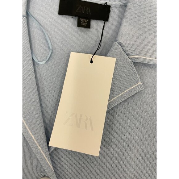 Zara Womens Blazer Jacket Size M Blue Trim Knit Sweater cardigan 4192/051 NWT - Picture 7 of 16